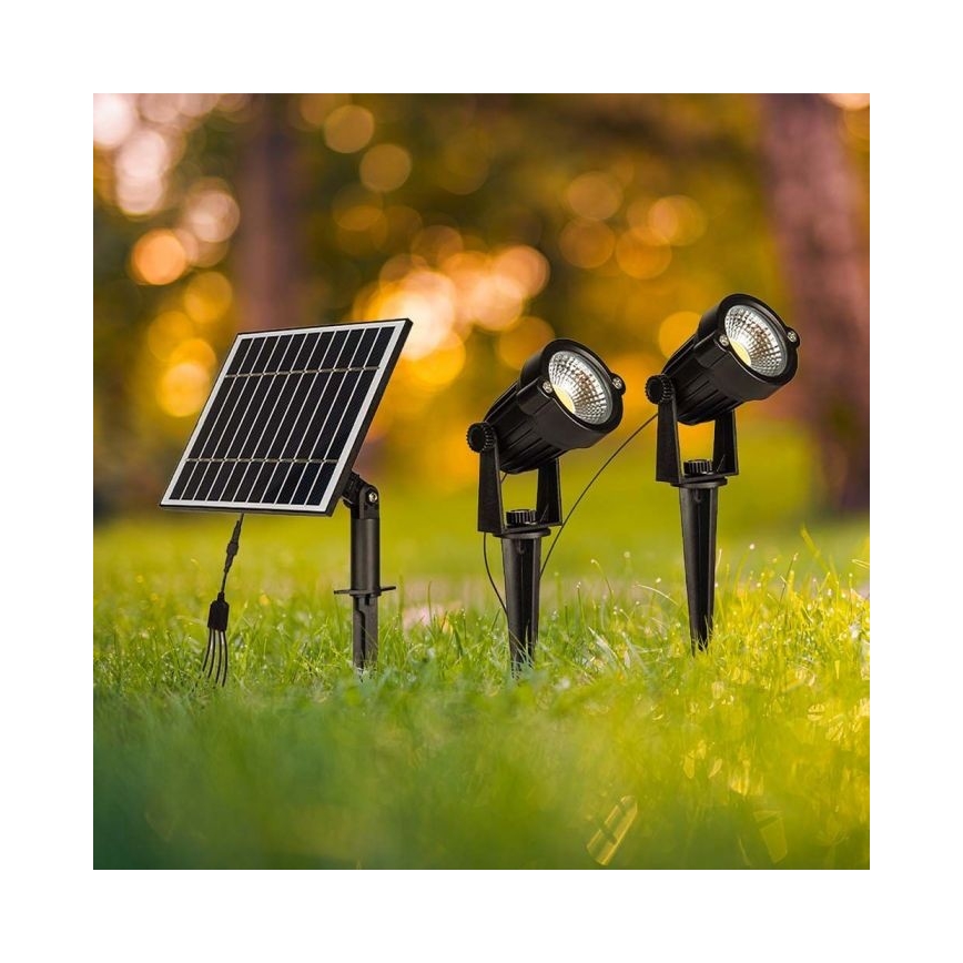 Set of 2 Outdoor Solar Lamps 2xLED/1.2W/3.7V IP65 3000K 4000 mAh
