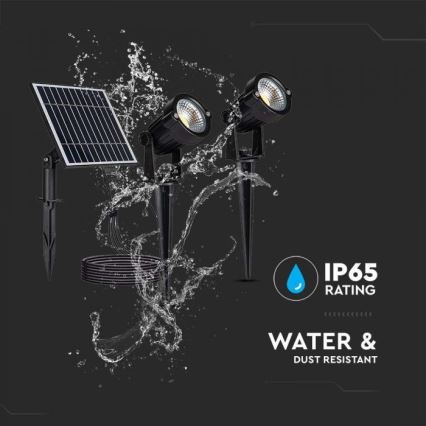 Set of 2 Outdoor Solar Lamps 2xLED/1.2W/3.7V IP65 3000K 4000 mAh