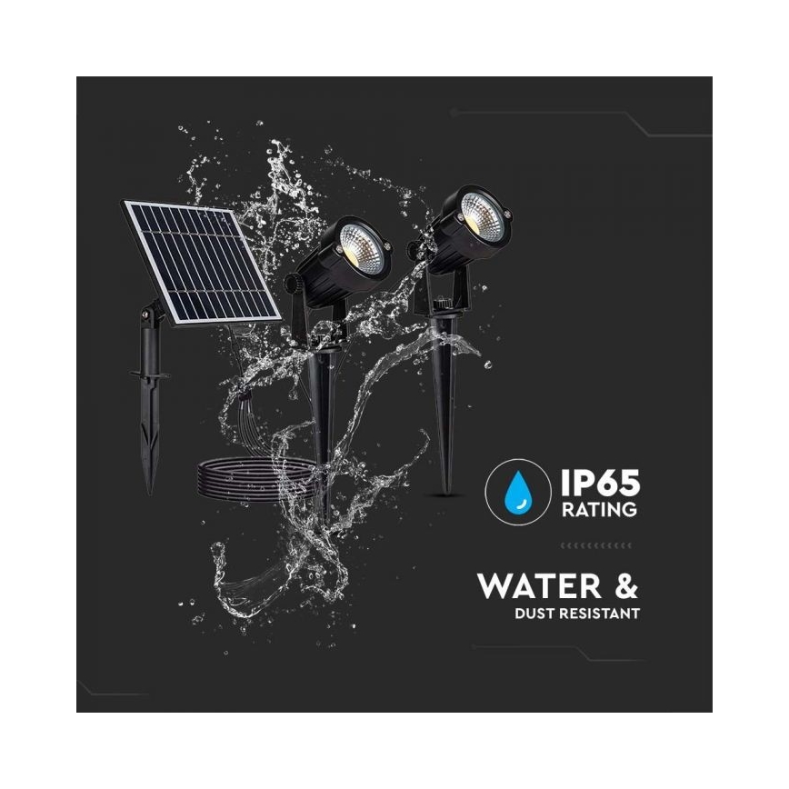 Set of 2 Outdoor Solar Lamps 2xLED/1.2W/3.7V IP65 3000K 4000 mAh