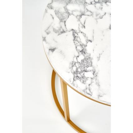 Set of 2 PACILA coffee tables in marble/gold finish