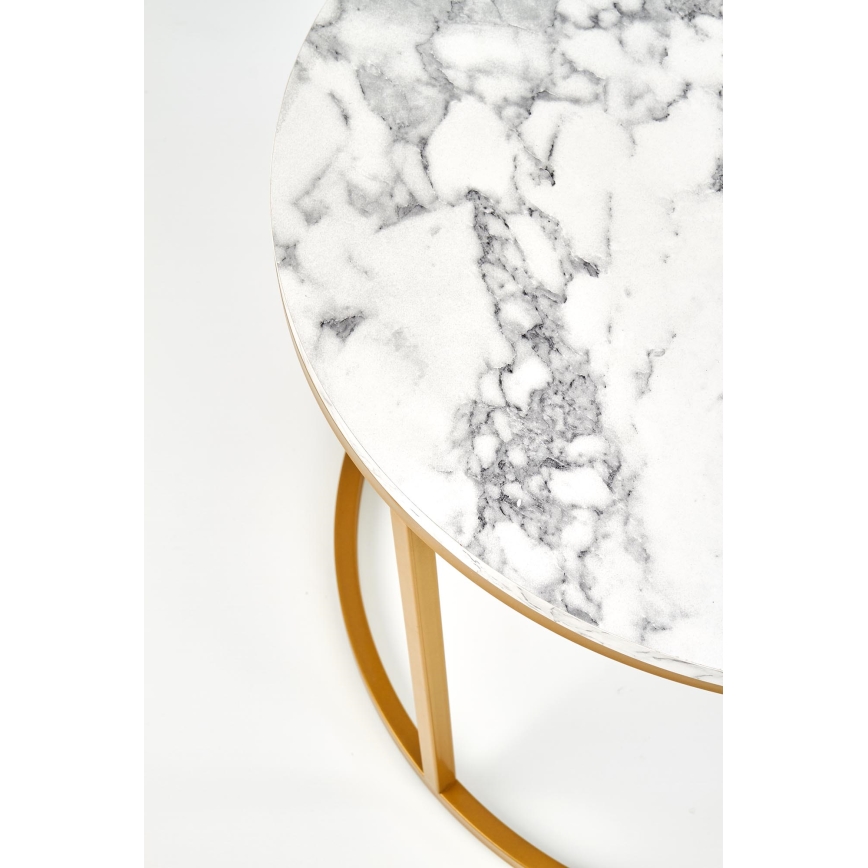 Set of 2 PACILA coffee tables in marble/gold finish