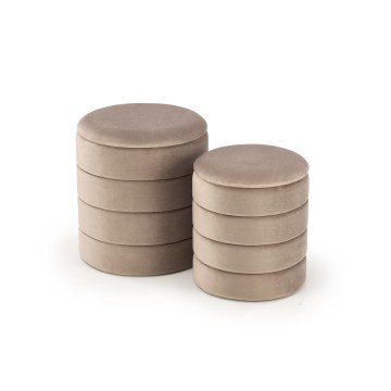 Set of 2 PAX ottomans Ø 33/40 cm, taupe