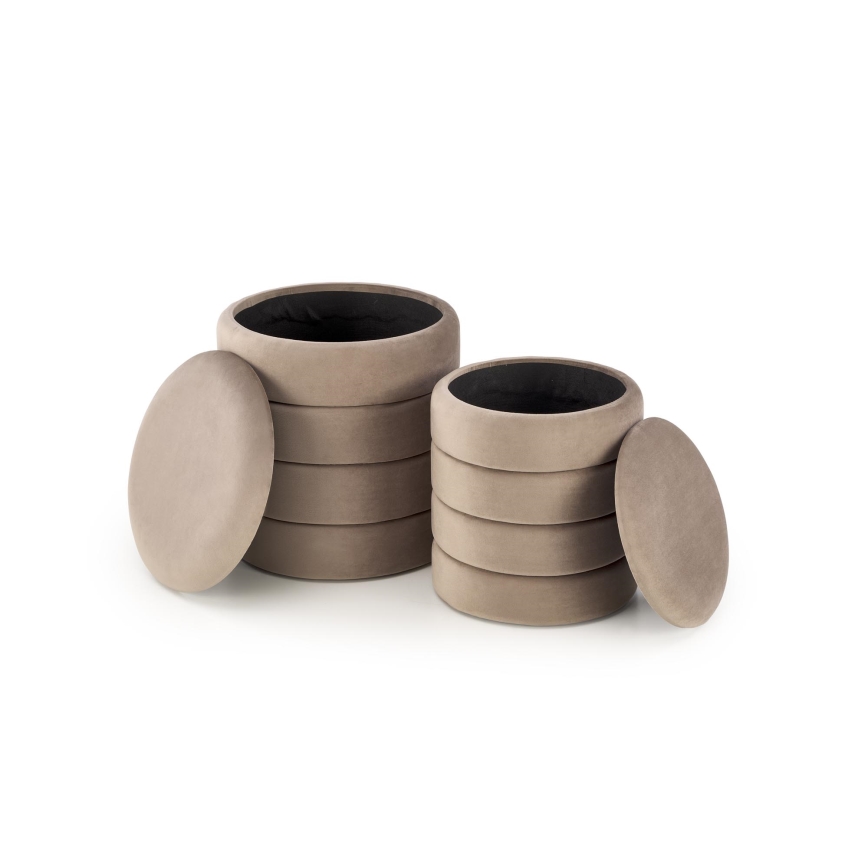 Set of 2 PAX ottomans Ø 33/40 cm, taupe