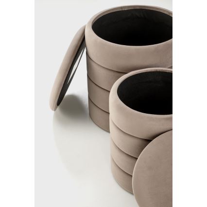 Set of 2 PAX ottomans Ø 33/40 cm, taupe