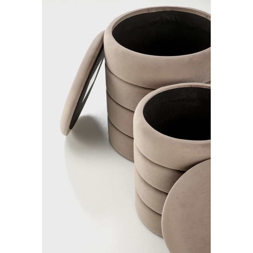 Set of 2 PAX ottomans Ø 33/40 cm, taupe