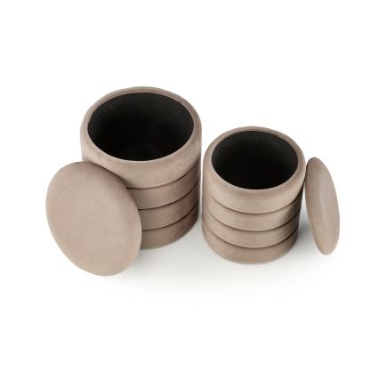Set of 2 PAX ottomans Ø 33/40 cm, taupe