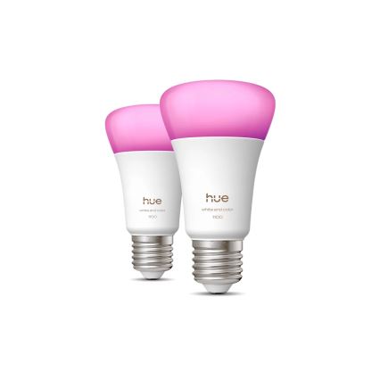 Set of 2 Dimmable Philips Hue White and Color Ambiance LED bulbs E27/8,1W/230V 1000-20000K