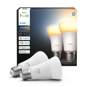 Set of 2 Philips Hue WHITE AMBIANCE Dimmable LED Bulbs E27/6W/230V 1000-20000K