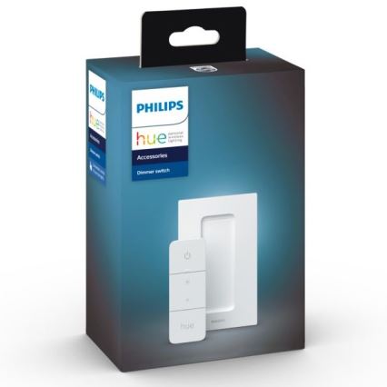 Set of 2 dimmable Philips Hue WHITE AMBIANCE GU10 LED bulbs, 4.2W, 230V, 2200–6500K + dimmer switch