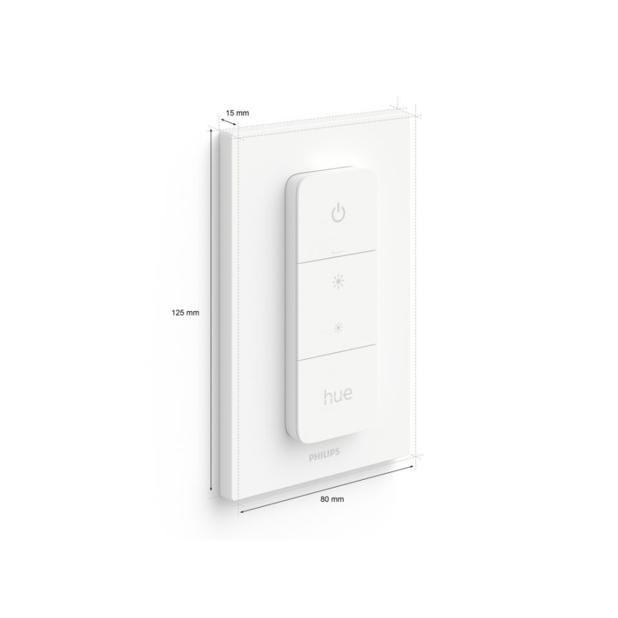 Set of 2 dimmable Philips Hue WHITE AMBIANCE GU10 LED bulbs, 4.2W, 230V, 2200–6500K + dimmer switch