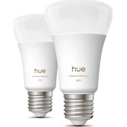 Set of 2 Philips Hue WHITE Dimmable LED Bulbs E27/7W/230V 2700K