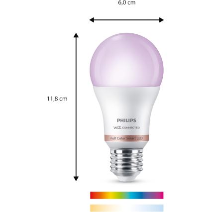 Set of 2 Philips SMART A60 E27 RGB LED dimmable bulbs, 8.5W/230V, 2200–6500K + remote control