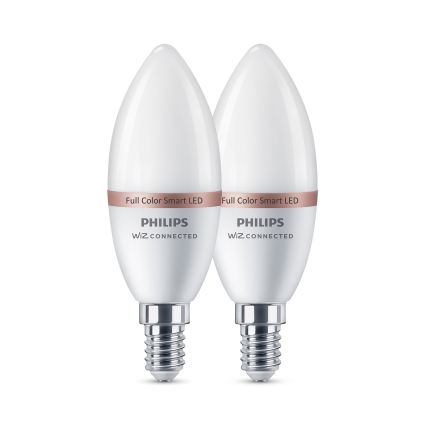 SET 2x LED RGB Dimmable bulb Philips SMART C37 E14/4,9W/230V 2200-6500K CRI 90