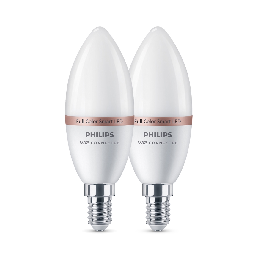 SET 2x LED RGB Dimmable bulb Philips SMART C37 E14/4,9W/230V 2200-6500K CRI 90