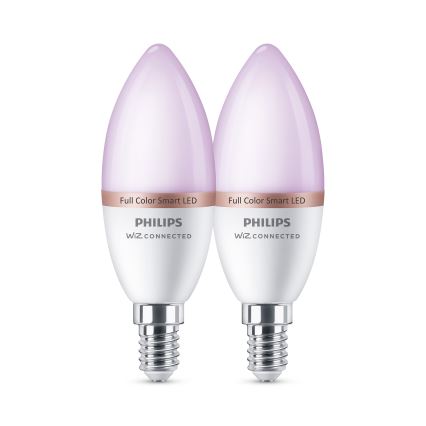 SET 2x LED RGB Dimmable bulb Philips SMART C37 E14/4,9W/230V 2200-6500K CRI 90