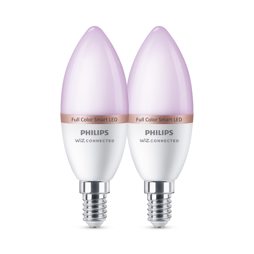 SET 2x LED RGB Dimmable bulb Philips SMART C37 E14/4,9W/230V 2200-6500K CRI 90