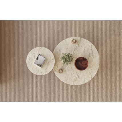 Set of 2 PURO round coffee tables, Ø 40/70 cm, walnut/beige
