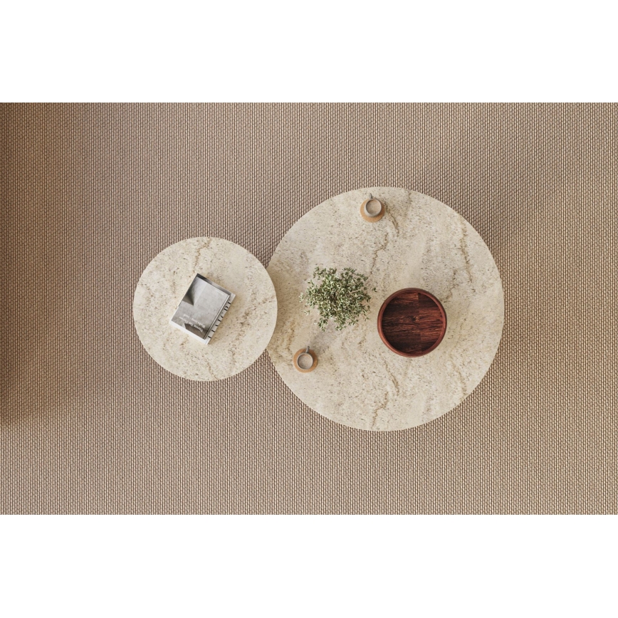 Set of 2 PURO round coffee tables, Ø 40/70 cm, walnut/beige
