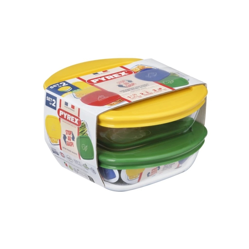 Set of 2 PYREX 0.3 L Glass Food Storage Jars