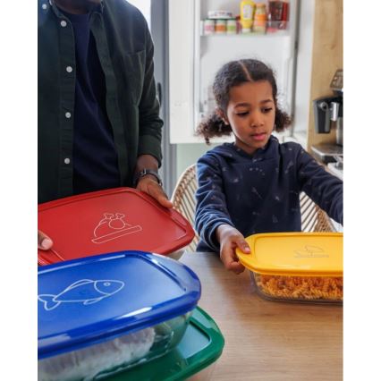 Set of 2 PYREX Glass Food Storage Containers 1.2/2.5 L