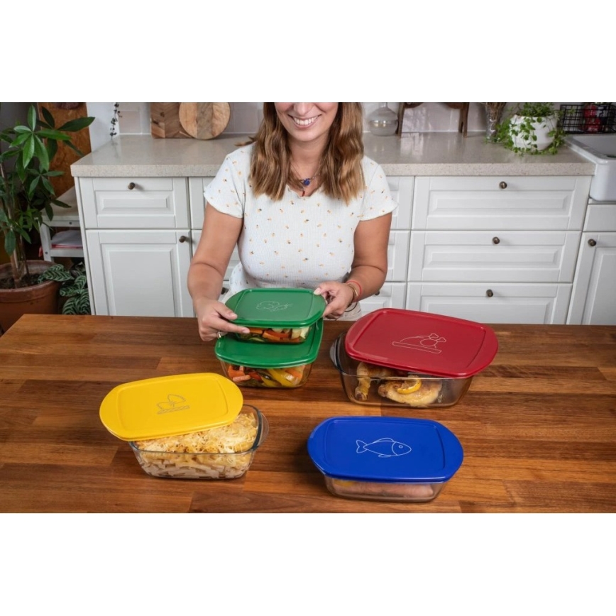 Set of 2 PYREX Glass Food Storage Containers 1.2/2.5 L