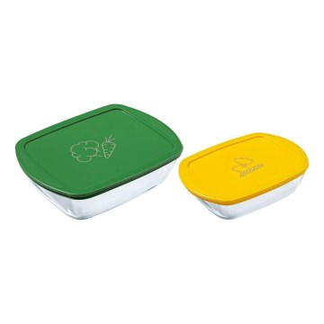 Set of 2 PYREX glass food storage containers, 1.2/2.5 L