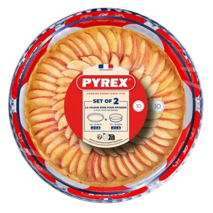 Set of 2 PYREX pie dishes, Ø 26/28 cm