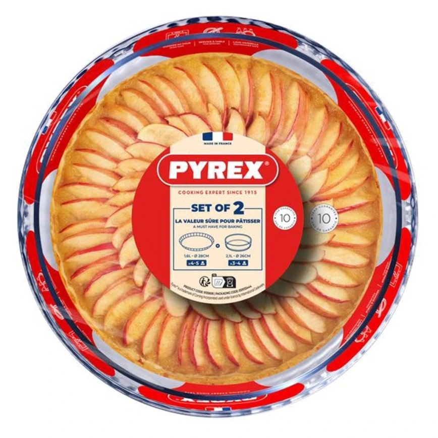 Set of 2 PYREX pie dishes, Ø 26/28 cm