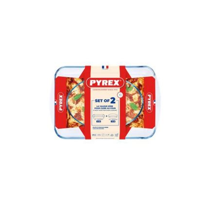 Set of 2 PYREX roasting dishes, 3.7 L and 2.2 L