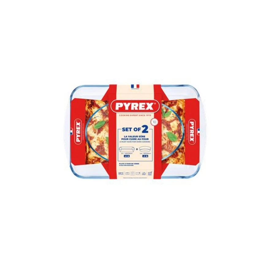 Set of 2 PYREX roasting dishes, 3.7 L and 2.2 L