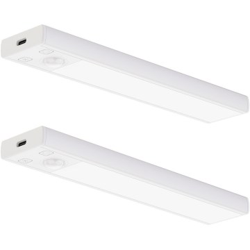 Set of 2 Rechargeable LED Furniture Lights with Motion and Dusk Sensor VIRO LED/1W/3.7V 800 mAh 3000/4000/6500K 20 cm White