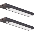 Set of 2 Rechargeable LED Furniture Lights with Motion and Dusk Sensor VIRO — 1W, 3.7V, 800 mAh, 3000/4000/6500K (selectable), 20 cm, Black