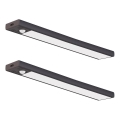 Set of 2 Rechargeable LED Furniture Lights with Motion and Twilight Sensor VIRO LED/1.2W/3.7V 800 mAh 3000/4000/6500K 30 cm Black