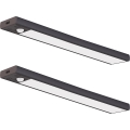 Set of 2 Rechargeable VIRO LED Furniture Lights with Motion and Dusk Sensor, 1.2W / 3.7V, 800 mAh, 3000/4000/6500K, 30 cm, Black