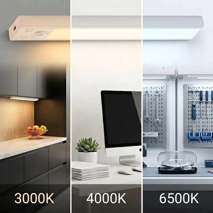 Set of 2 Rechargeable LED Furniture Lights with Motion and Dusk Sensor VIRO LED/1W/3.7V 800 mAh 3000/4000/6500K 20 cm White