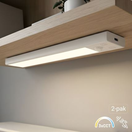 Set of 2 Rechargeable LED Furniture Lights with Motion and Dusk Sensor VIRO LED/1W/3.7V 800 mAh 3000/4000/6500K 20 cm White