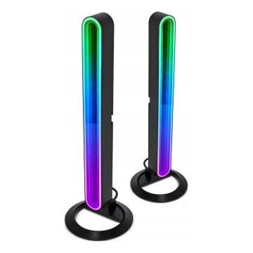 Set of 2 RGBIC LED dimmable table lamps LED/5W/5V, black + remote control