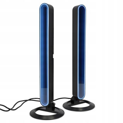 Set of 2 RGBIC LED dimmable table lamps LED/5W/5V, black + remote control