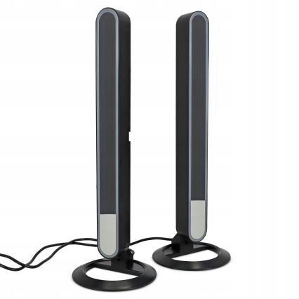 Set of 2 RGBIC LED dimmable table lamps LED/5W/5V, black + remote control