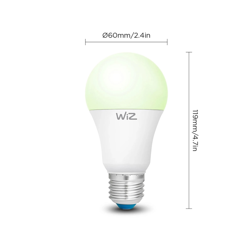 Set of 2 Dimmable LED RGBW A60 Bulbs E27/9W/230V 2200–6500K Wi‑Fi + Remote Control - WiZ