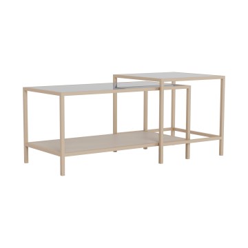 Set of 2 SARON Coffee Tables 90 x 50 cm, Gray/Clear