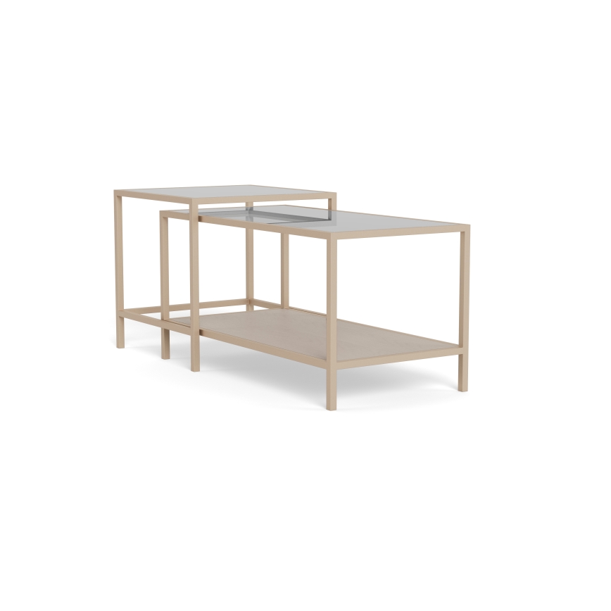 Set of 2 SARON Coffee Tables 90 x 50 cm, Gray/Clear