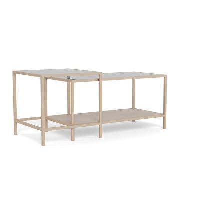 Set of 2 SARON Coffee Tables 90 x 50 cm, Gray/Clear