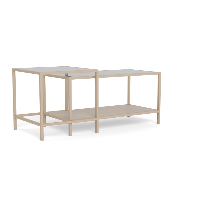 Set of 2 SARON Coffee Tables 90 x 50 cm, Gray/Clear