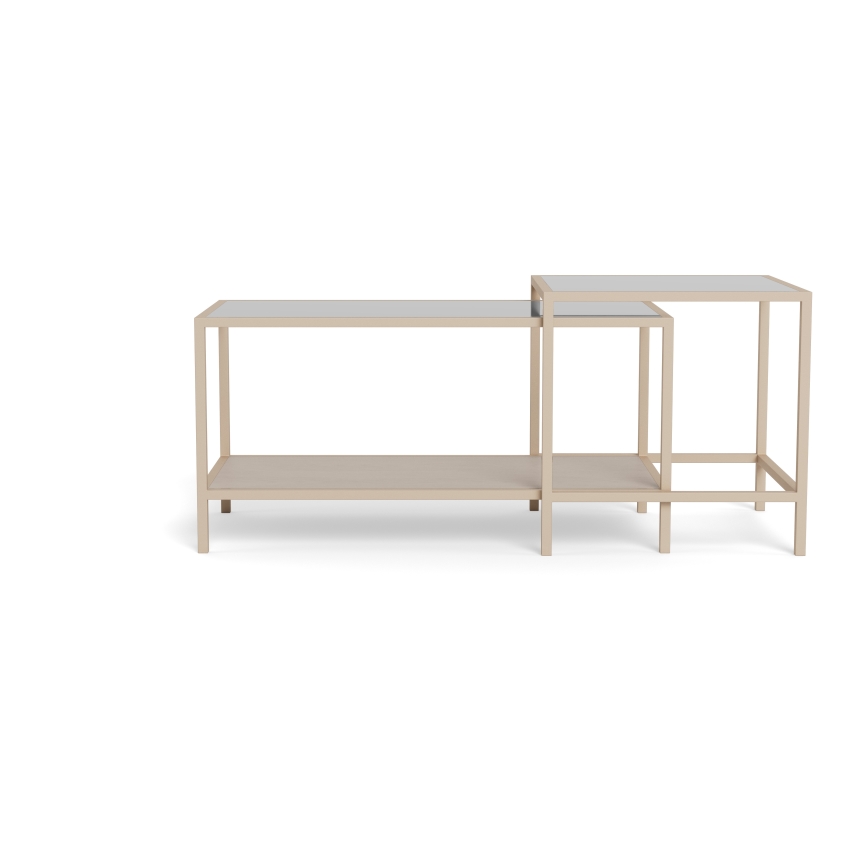 Set of 2 SARON Coffee Tables 90 x 50 cm, Gray/Clear