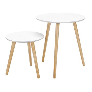 Set of 2 SERA side tables, white/brown