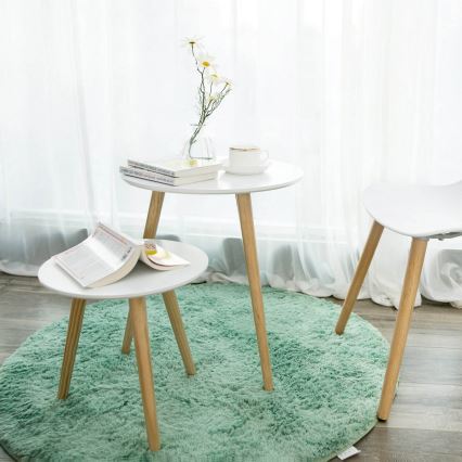 Set of 2 SERA side tables, white/brown