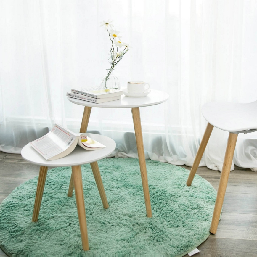 Set of 2 SERA side tables, white/brown
