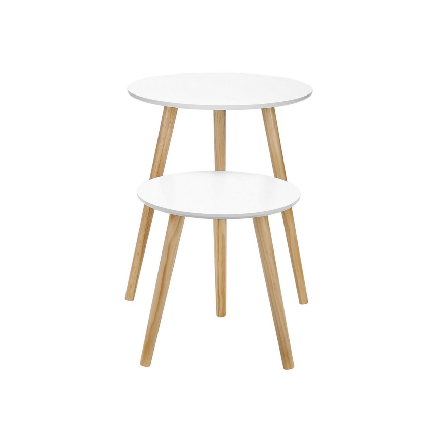 Set of 2 SERA side tables, white/brown