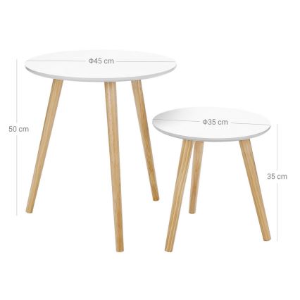 Set of 2 SERA side tables, white/brown